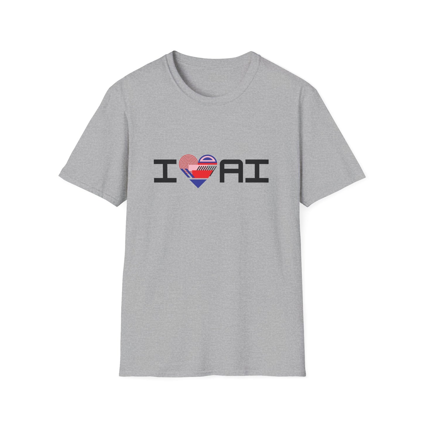 I ❤️ AI – Geometric Tech Art Unisex Tee