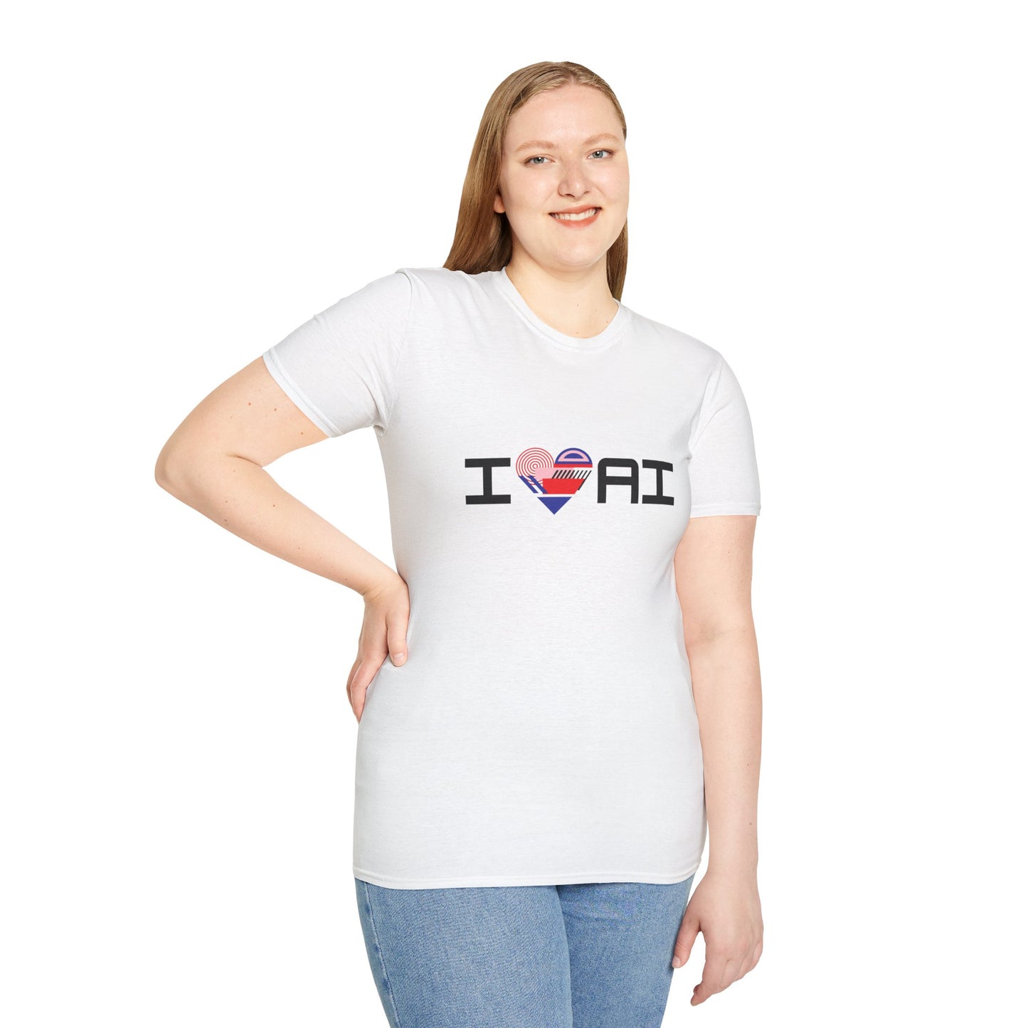 I ❤️ AI – Geometric Tech Art Unisex Tee