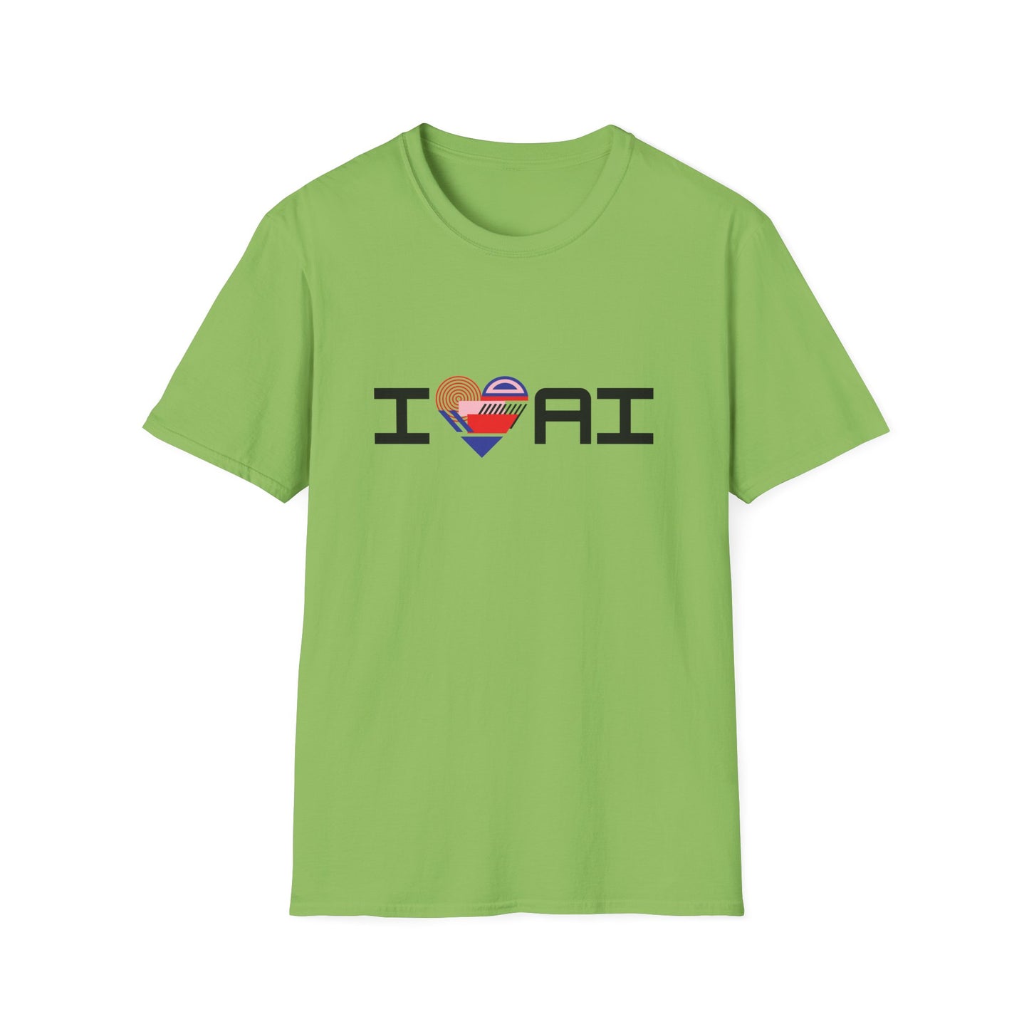 I ❤️ AI – Geometric Tech Art Unisex Tee