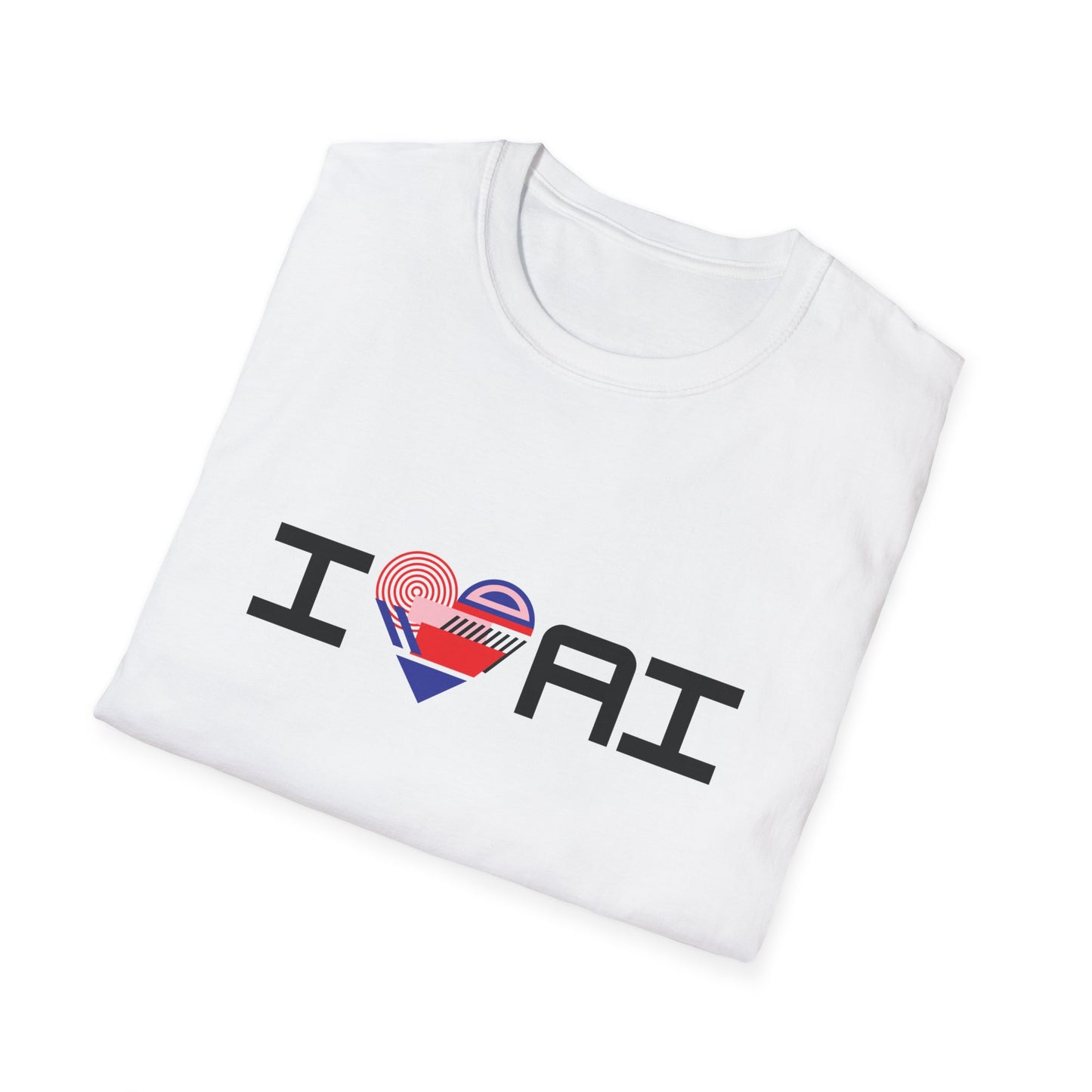 I ❤️ AI – Geometric Tech Art Unisex Tee
