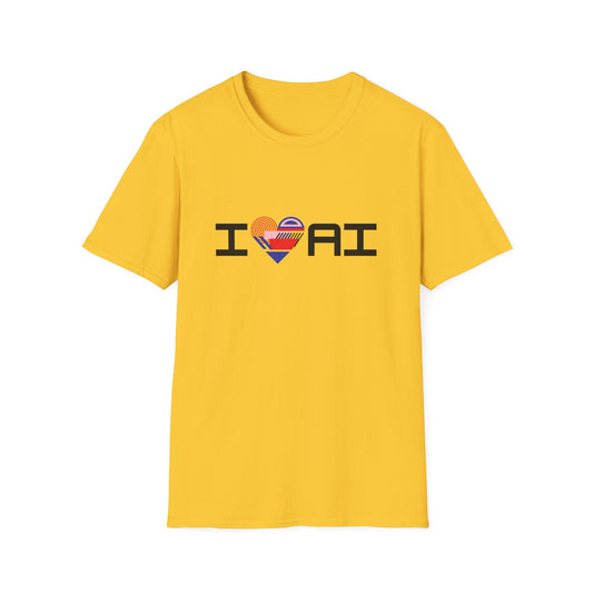 I ❤️ AI – Geometric Tech Art Unisex Tee